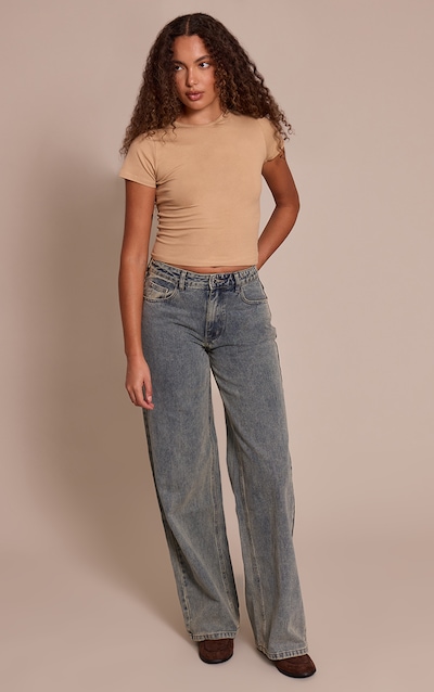 Tall Vintage Washed Mid Rise Wide Leg Jeans