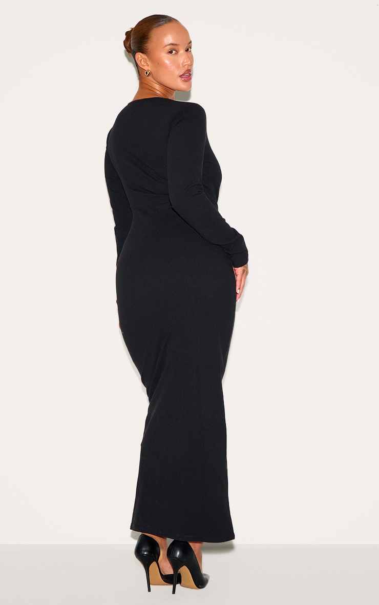Plus Robe mi-longue en Sculpt noir à col carré et contours image 2