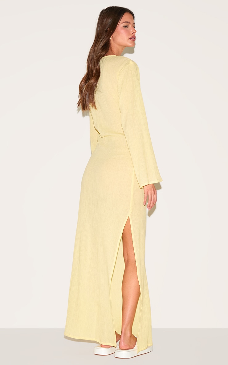 Lemon Textured Long Sleeve Maxi Dress image 2