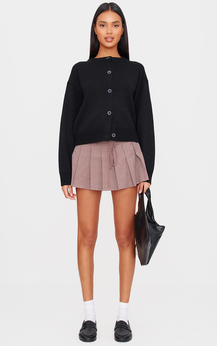 Burgundy Gingham Print Pleated Tie Detail Mini Skirt image 2