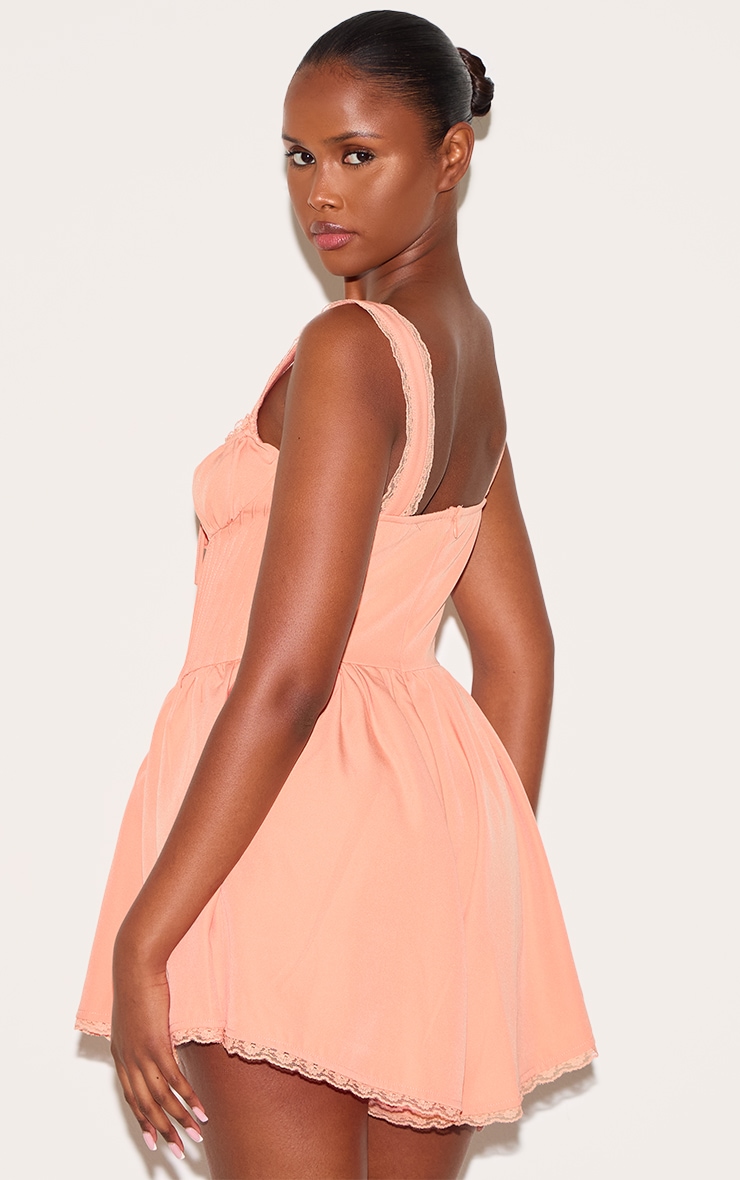 Apricot Woven Lace Detail Strappy Romper image 2