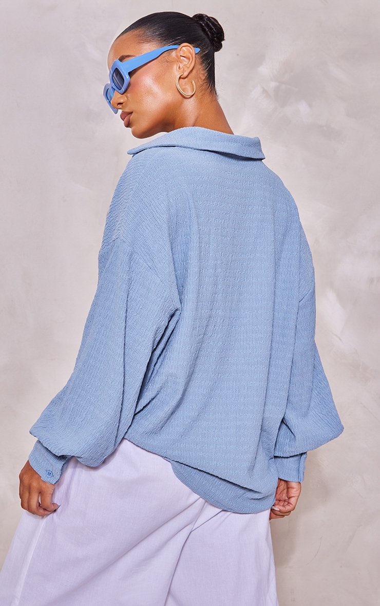 Dusty Blue Ruched Cuff Shirt image 2