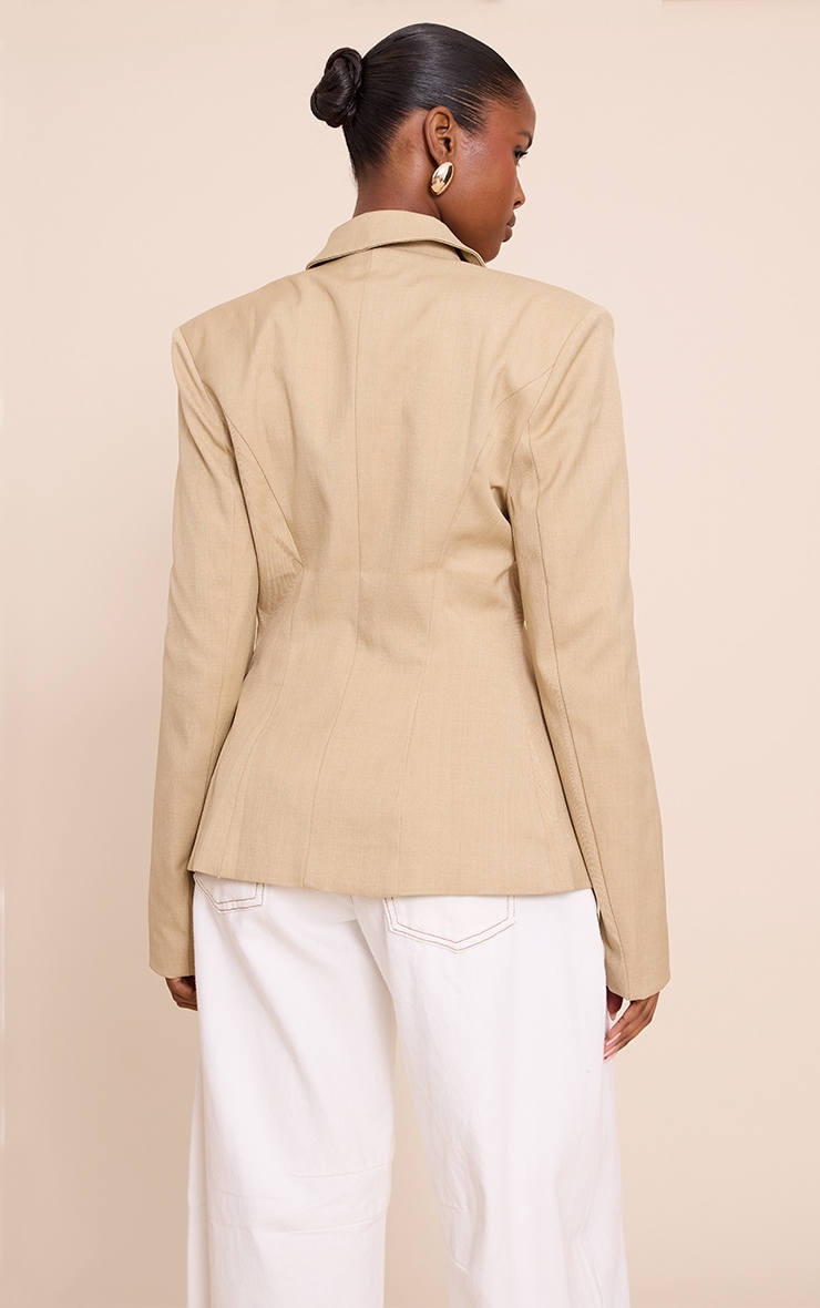 Almond Butter Open Cinched Waist Blazer image 2