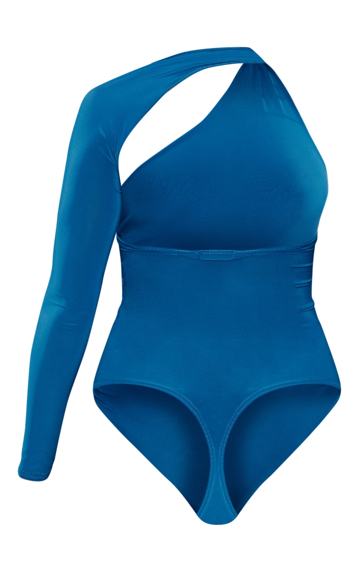 Body bleu cobalt asymétrique à manche unique PrettyLittleThing FR