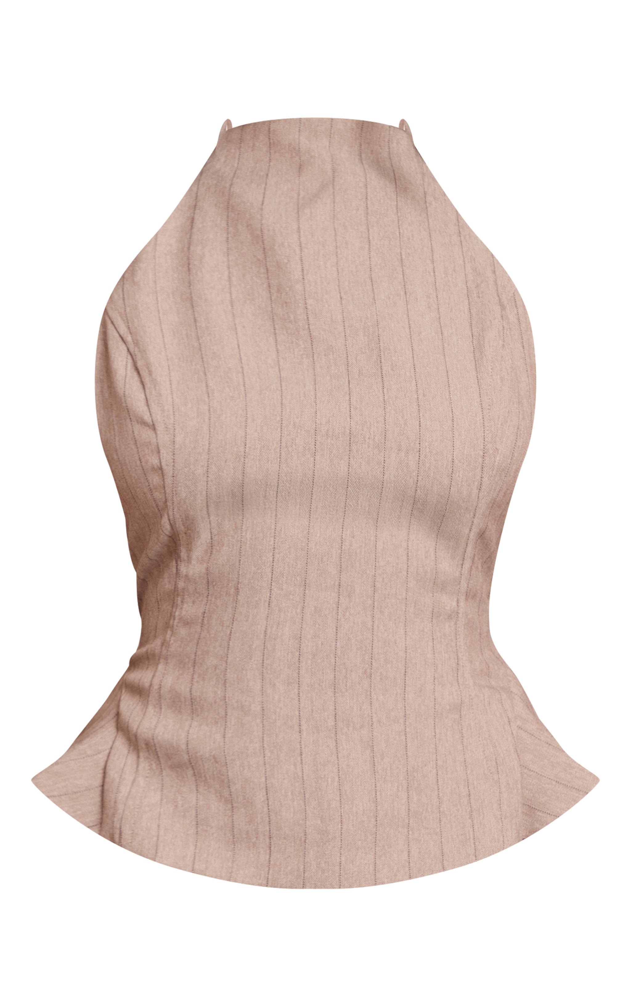 Petite Beige Pinstripe Halterneck Top image 5