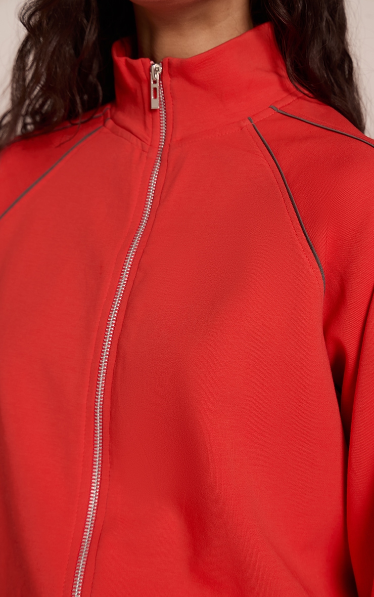 Sweat bomber tissé rouge à lisérés structurants image 4