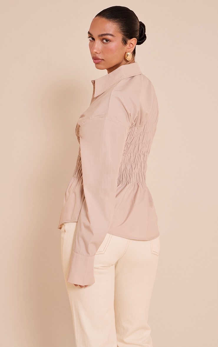 Stone Shirred Fitted Shirt image 2