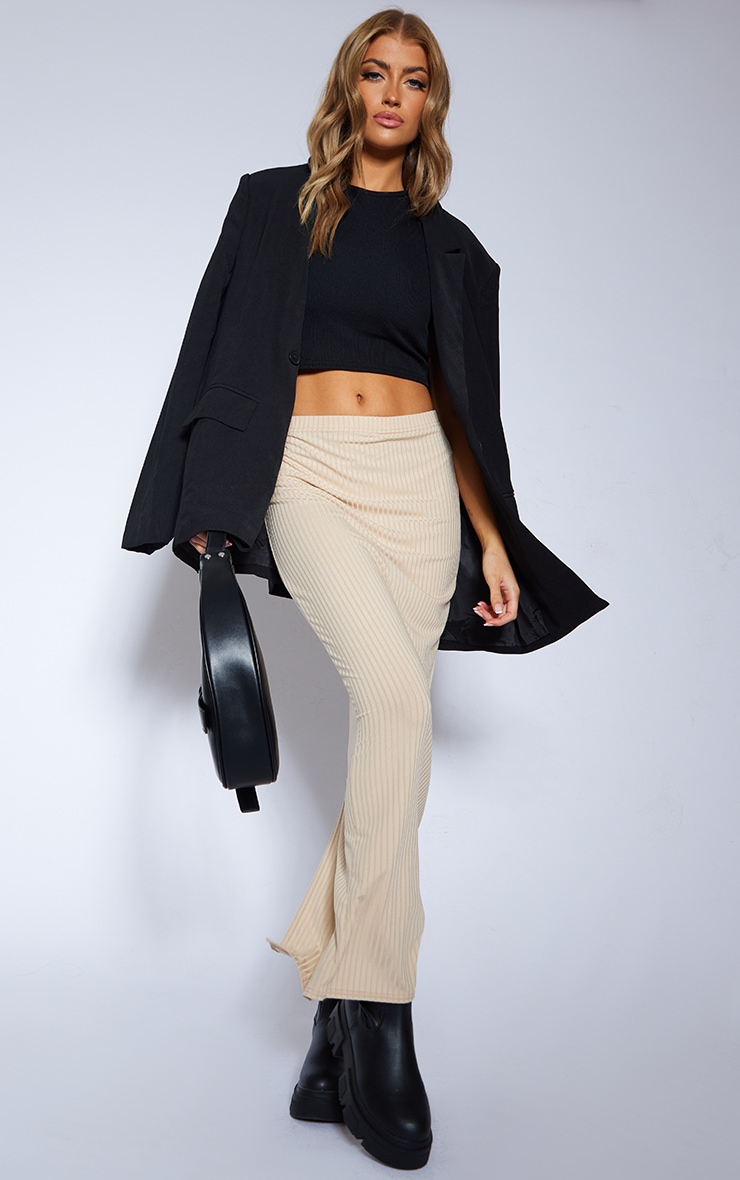 Stone Rib Low Rise Maxi Skirt