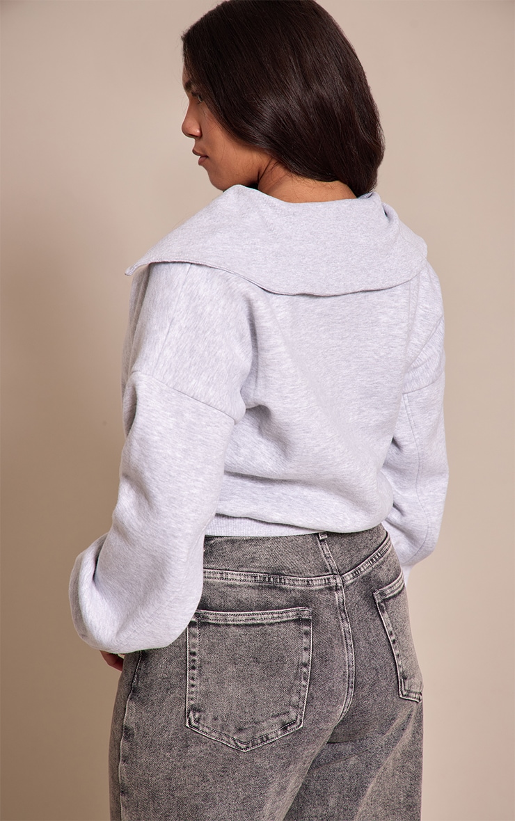 Shape Grey Oversized Collar Cinched Waist Sweatshirt image 2