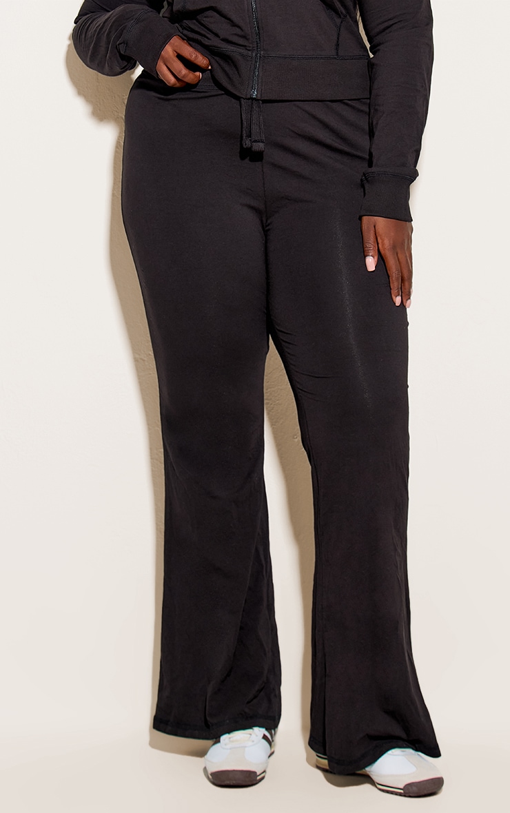 Plus Black Low Rise Skinny Flare Pants image 2