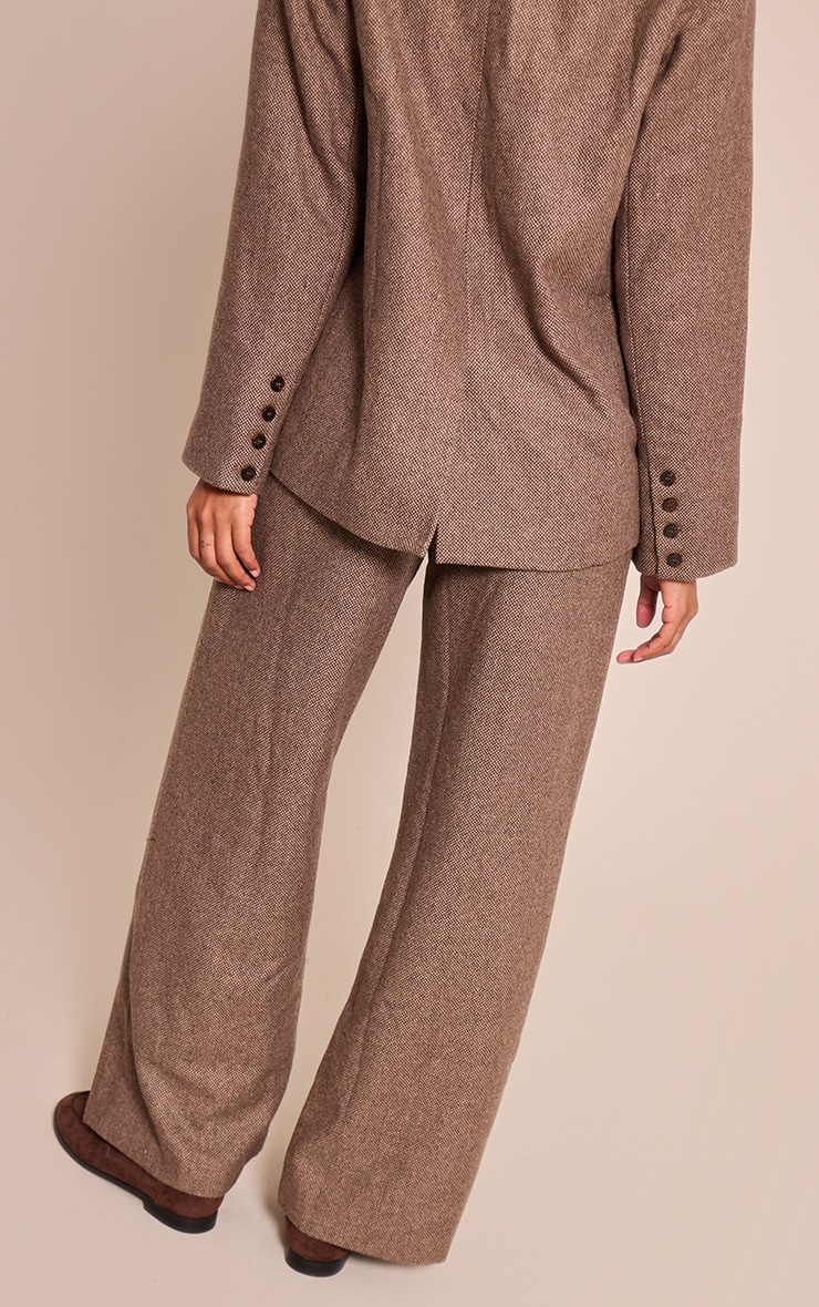 Pantalon de tailleur brossé marron à pieds de poule image 3
