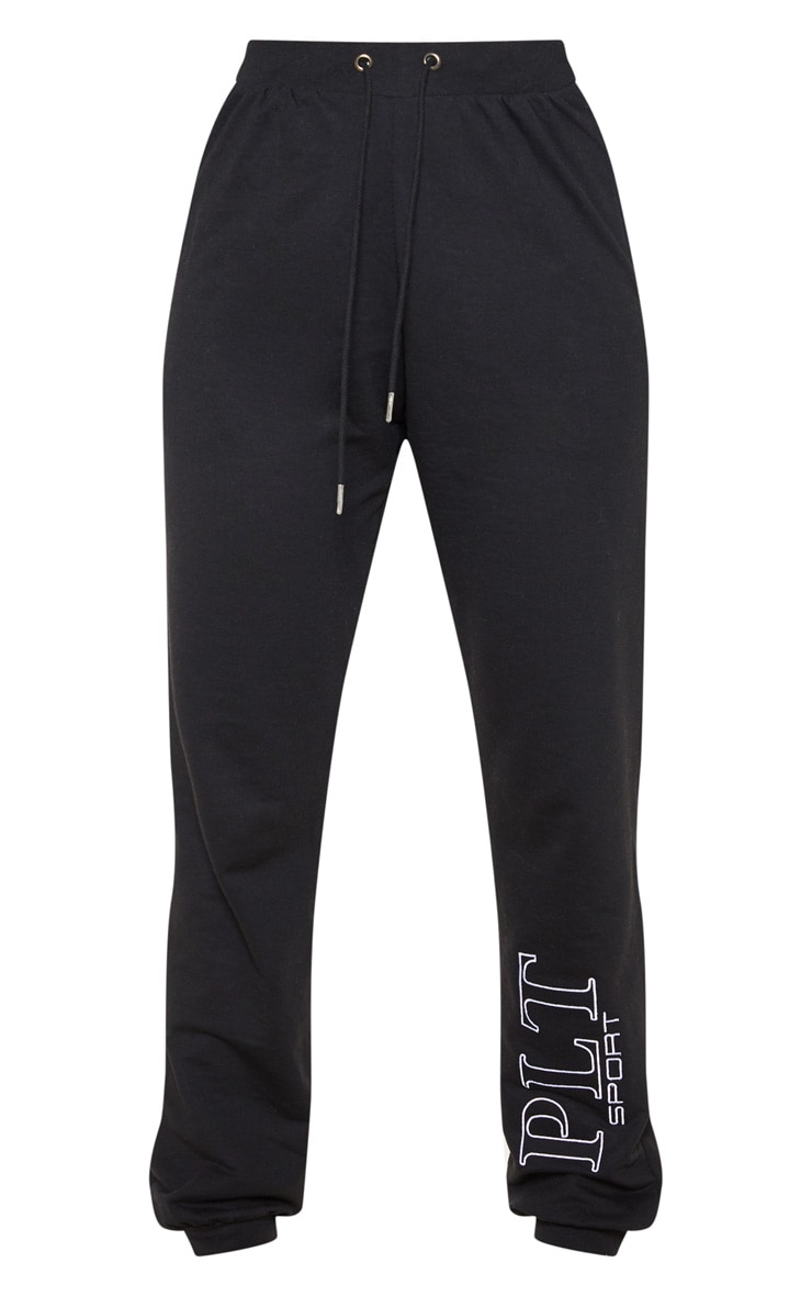 PRETTYLITTLETHING Black Embroidered Casual Joggers image 3