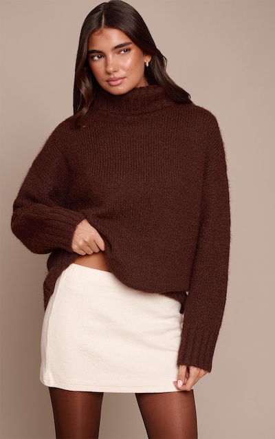 Cream Thick Brushed Rib Mini Skirt