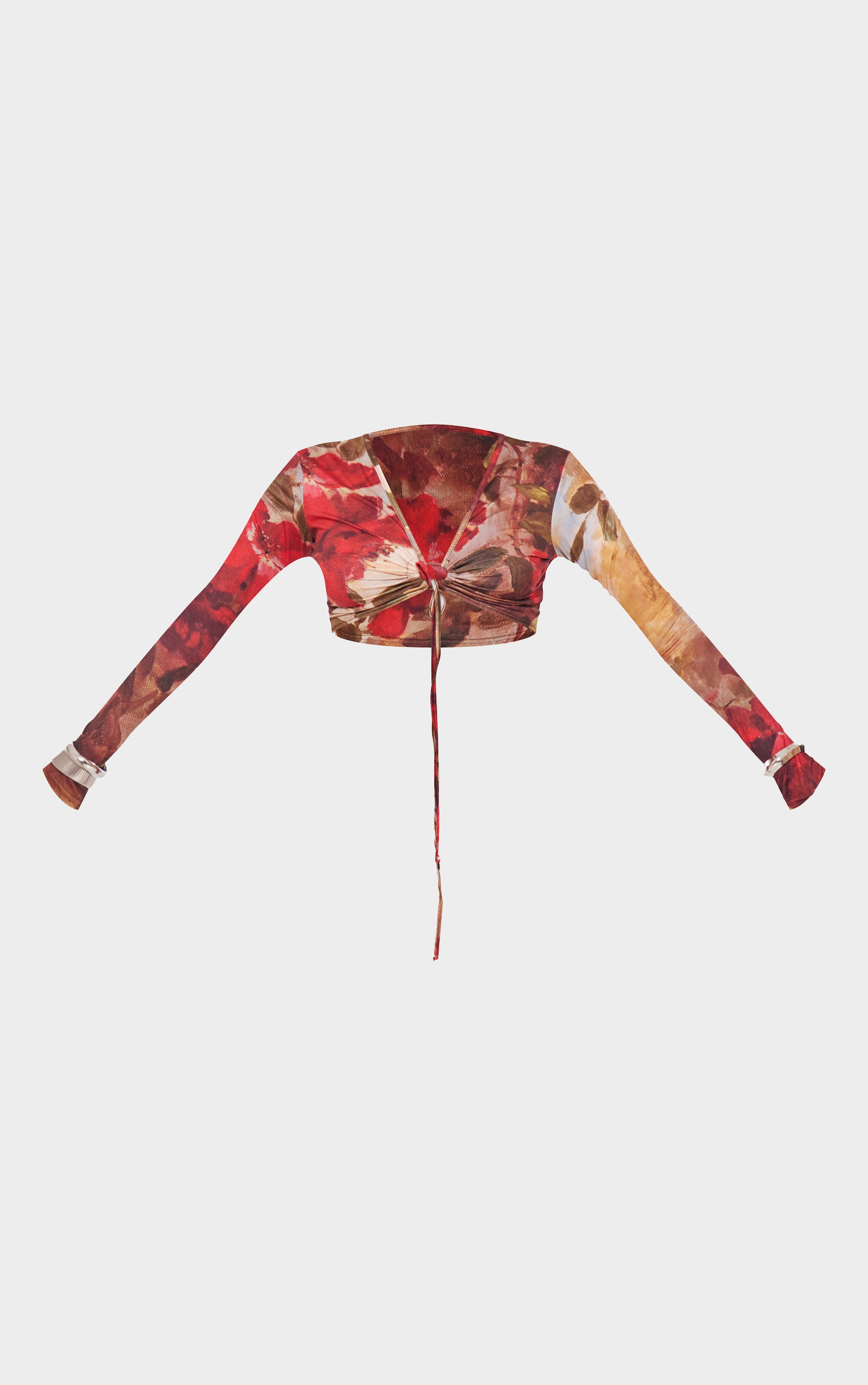 Tall Multi Floral Print Soft Touch Tie Front Top image 5