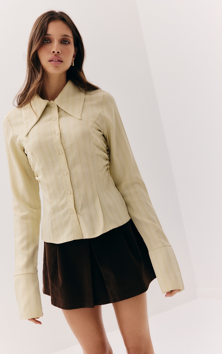 Chocolate Faux Suede Pleated Mini Skirt image 4