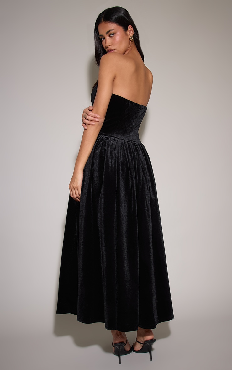 Black Velvet Bandeau Maxi Dress image 2