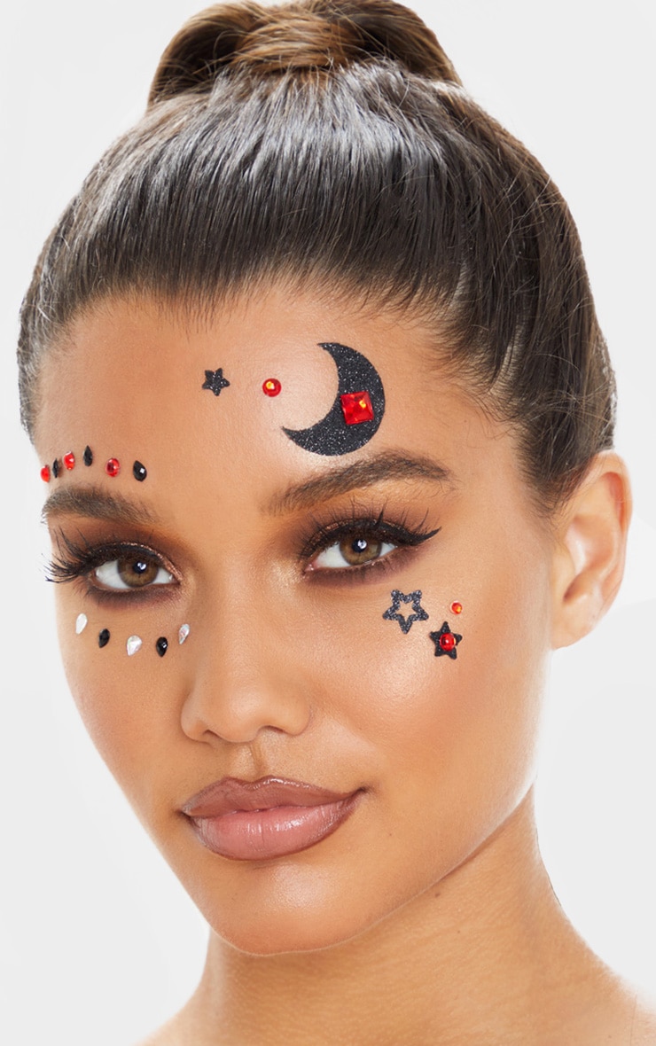 PRETTYLITTLETHING Red Moonchild Face Jewels
