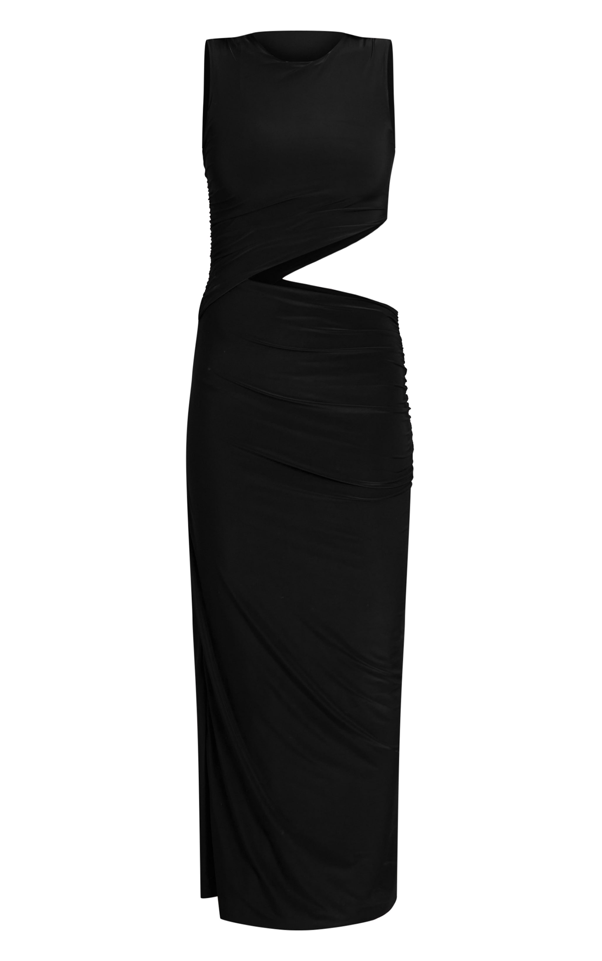 Black Double Layer Slinky Cut Out Maxi Dress image 5