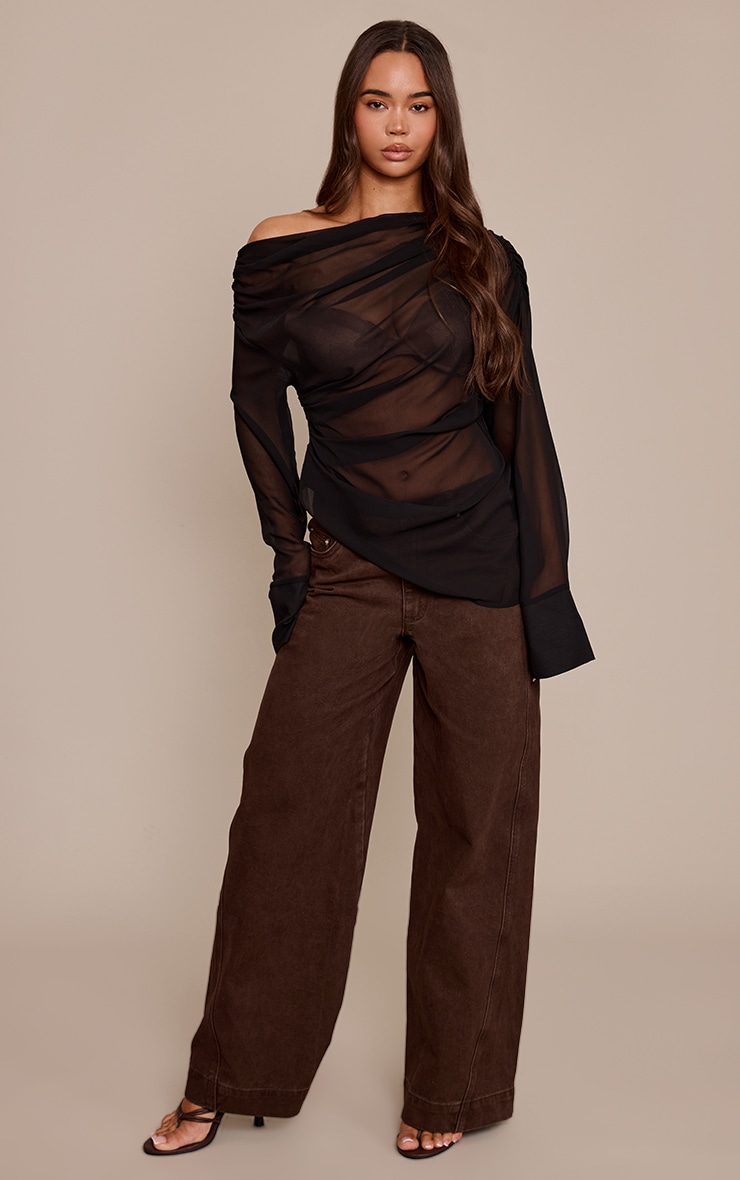 Black Drape Chiffon Top image 3