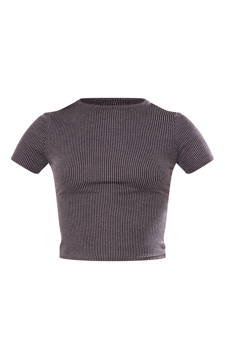 Black Striped Brushed Rib T Shirt image 5