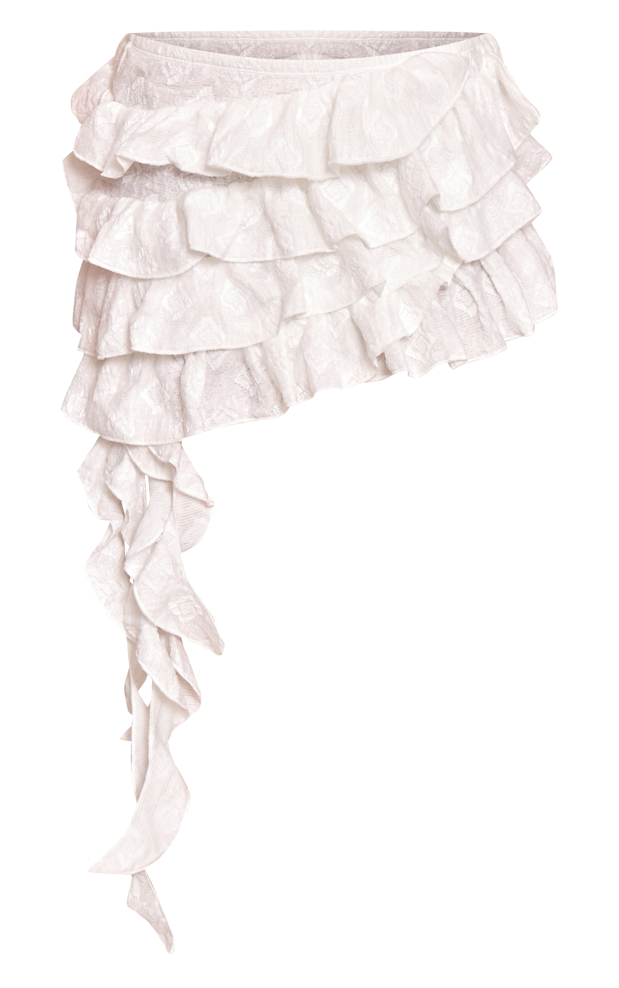 White Textured Tiered Rara Mini Skirt image 6