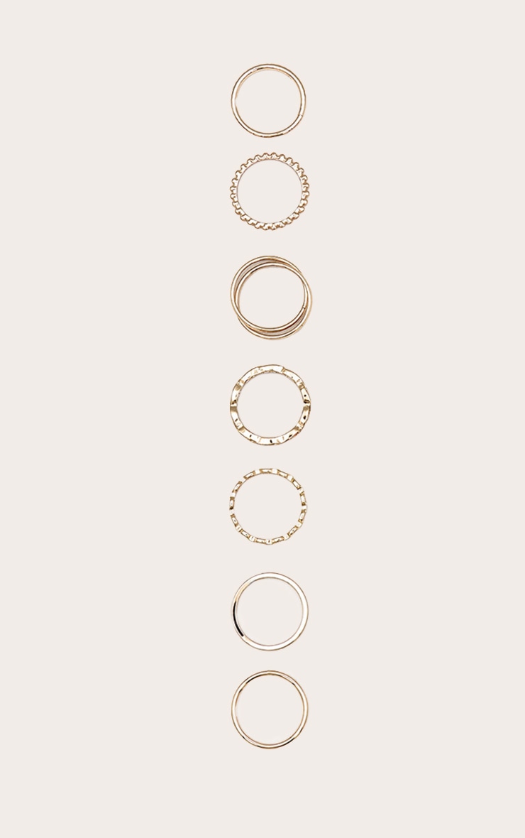 Gold Assorted Pack of 8 Dainty Rings image 2