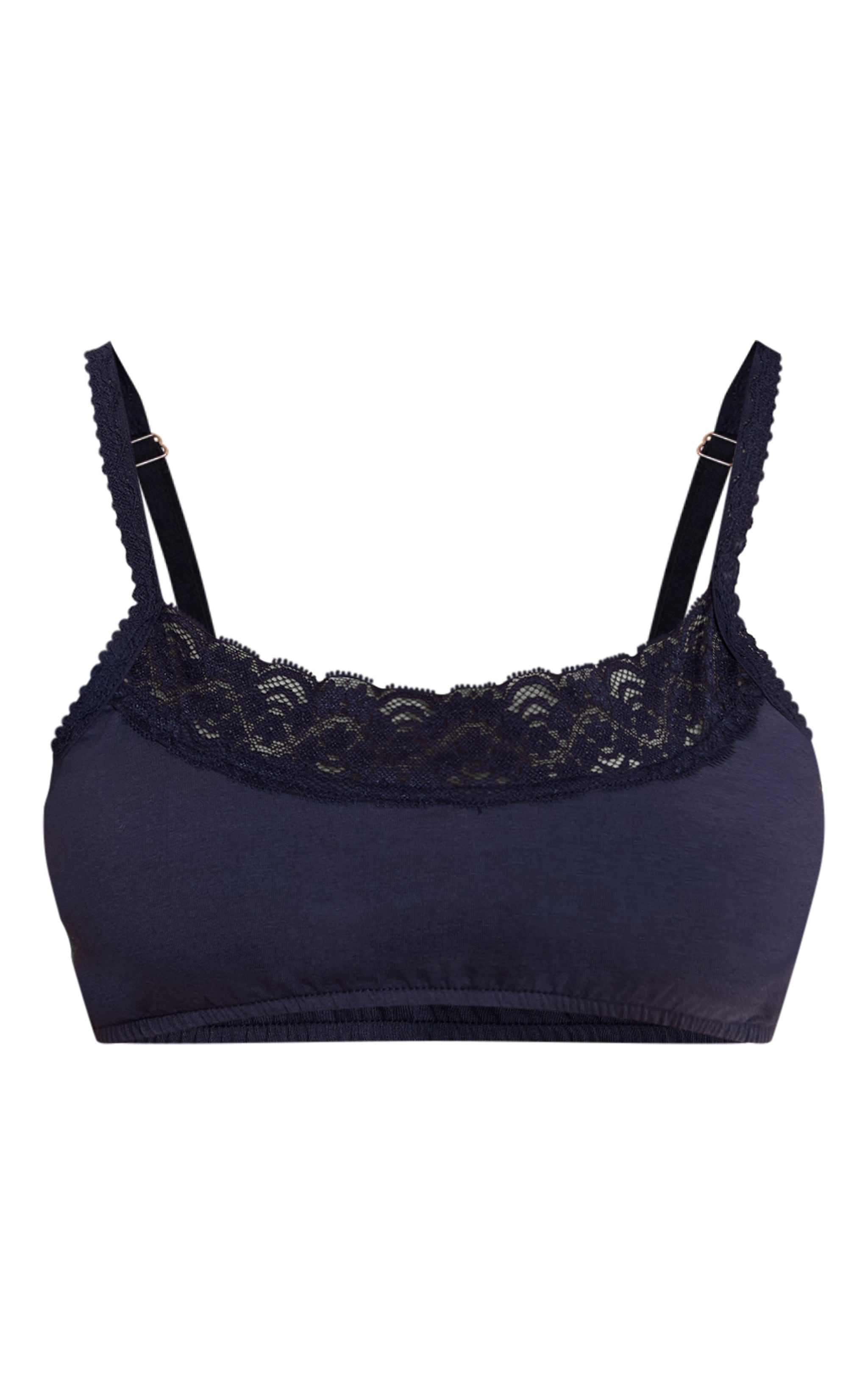 Bralette bleu marine à bordures en dentelle et col rond image 5