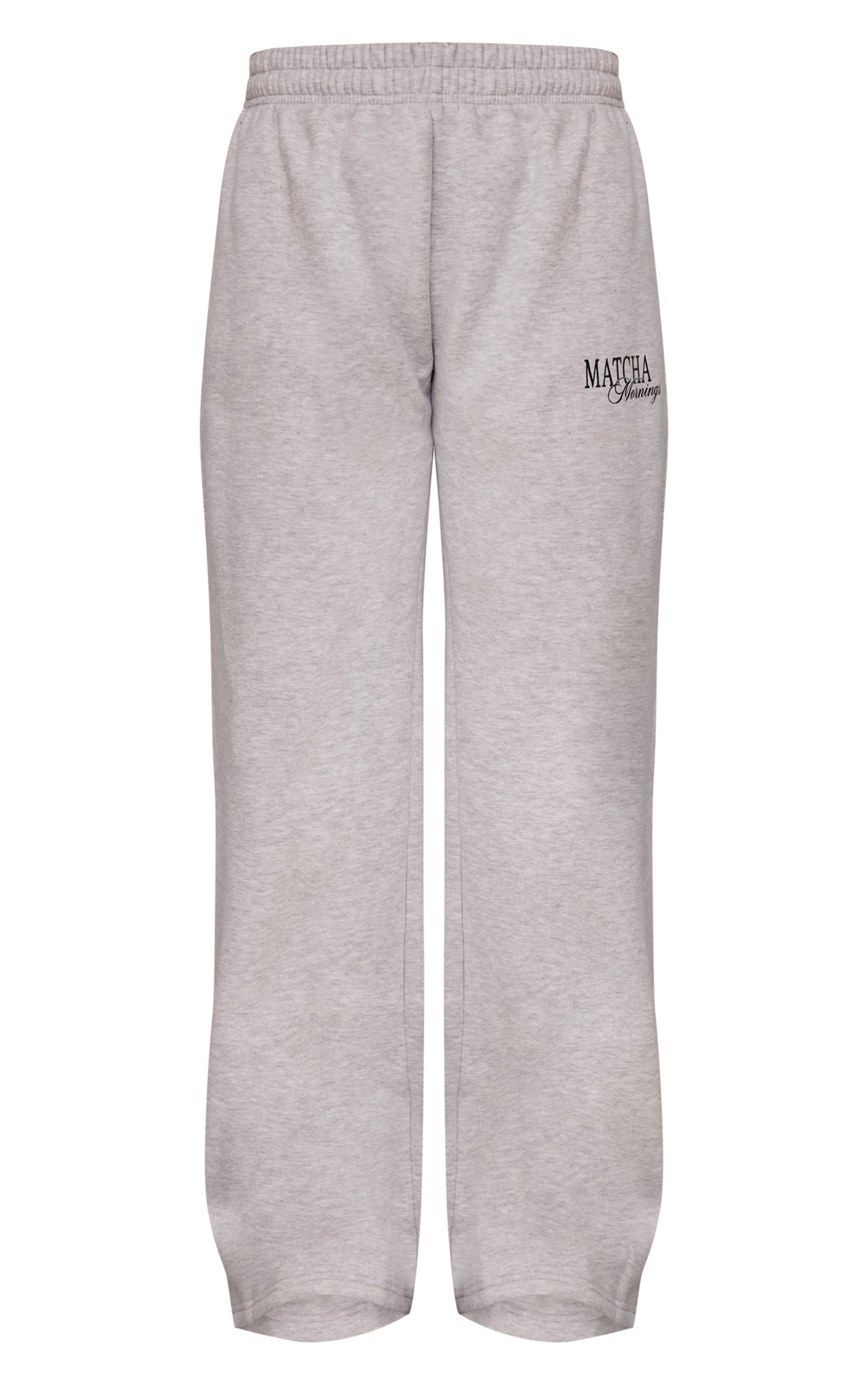 Jogging sweat droit en coton polaire gris cendré imprimé "Matcha Mornings" image 5