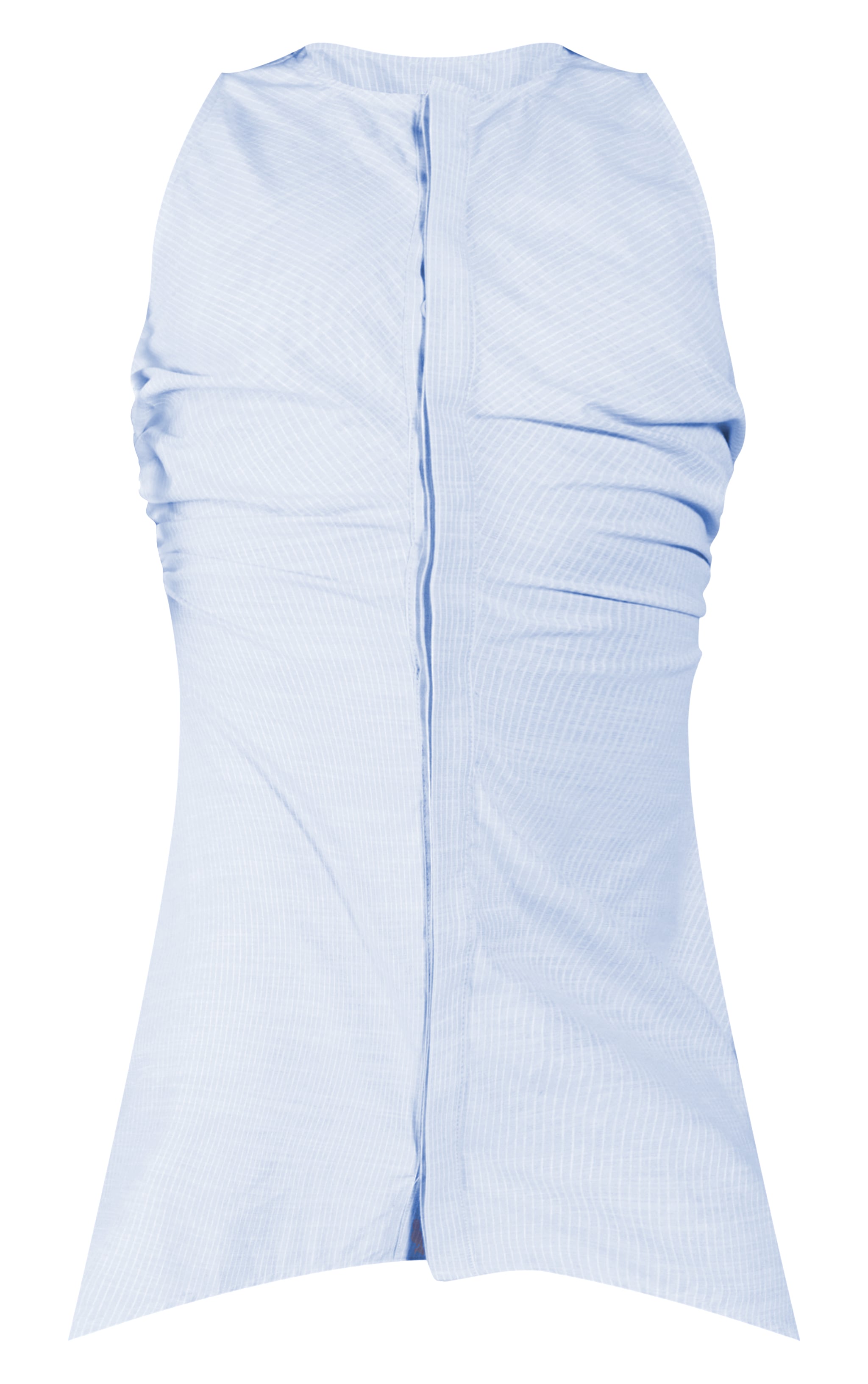 Robe moulante en coton bleu ciel froncée à rayures image 5