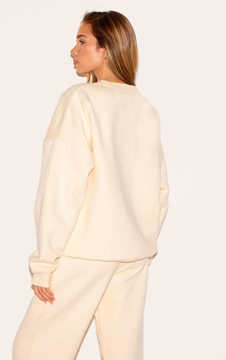 Cream Oversized Sweat Tracksuit Set image 2