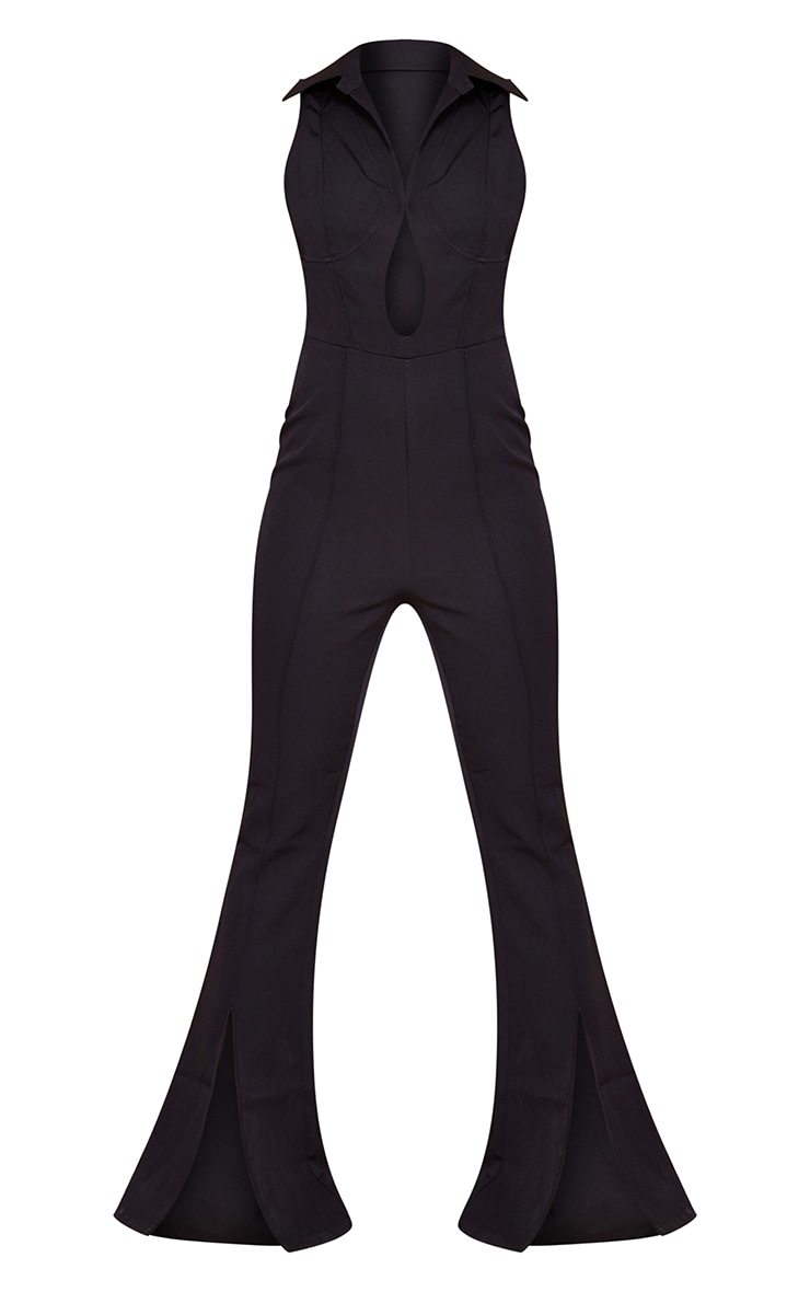 Black Underwire Detail Cut Out Pintuck Woven Jumpsuit image 5