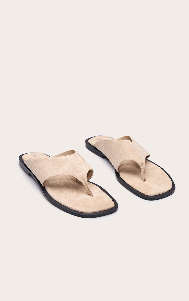 Stone Faux Suede High Vamp Toe Thong Flat Sandal image 3