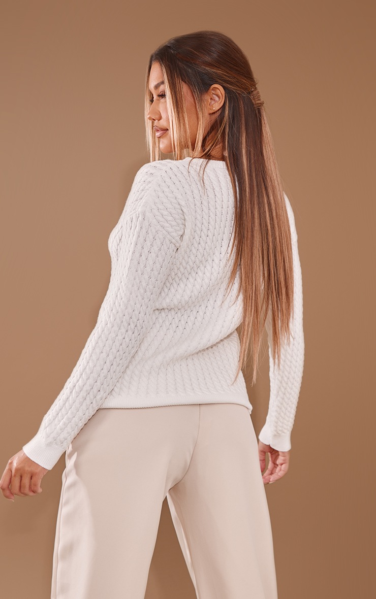White Cable Knitted Jumper image 2