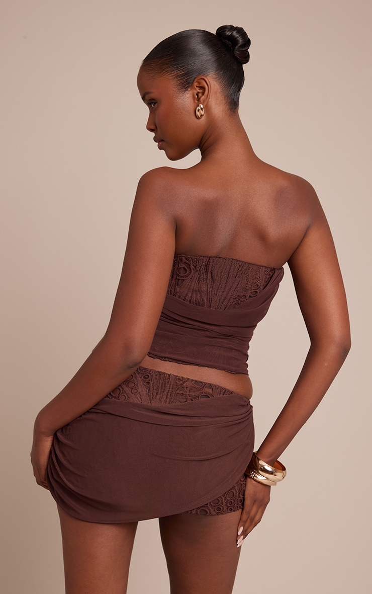 Brown Floral Lace Drape Detail Corset image 2