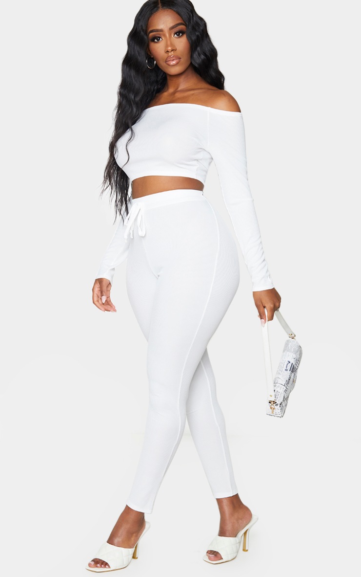 Shape Cream Ribbed High Waist Legging