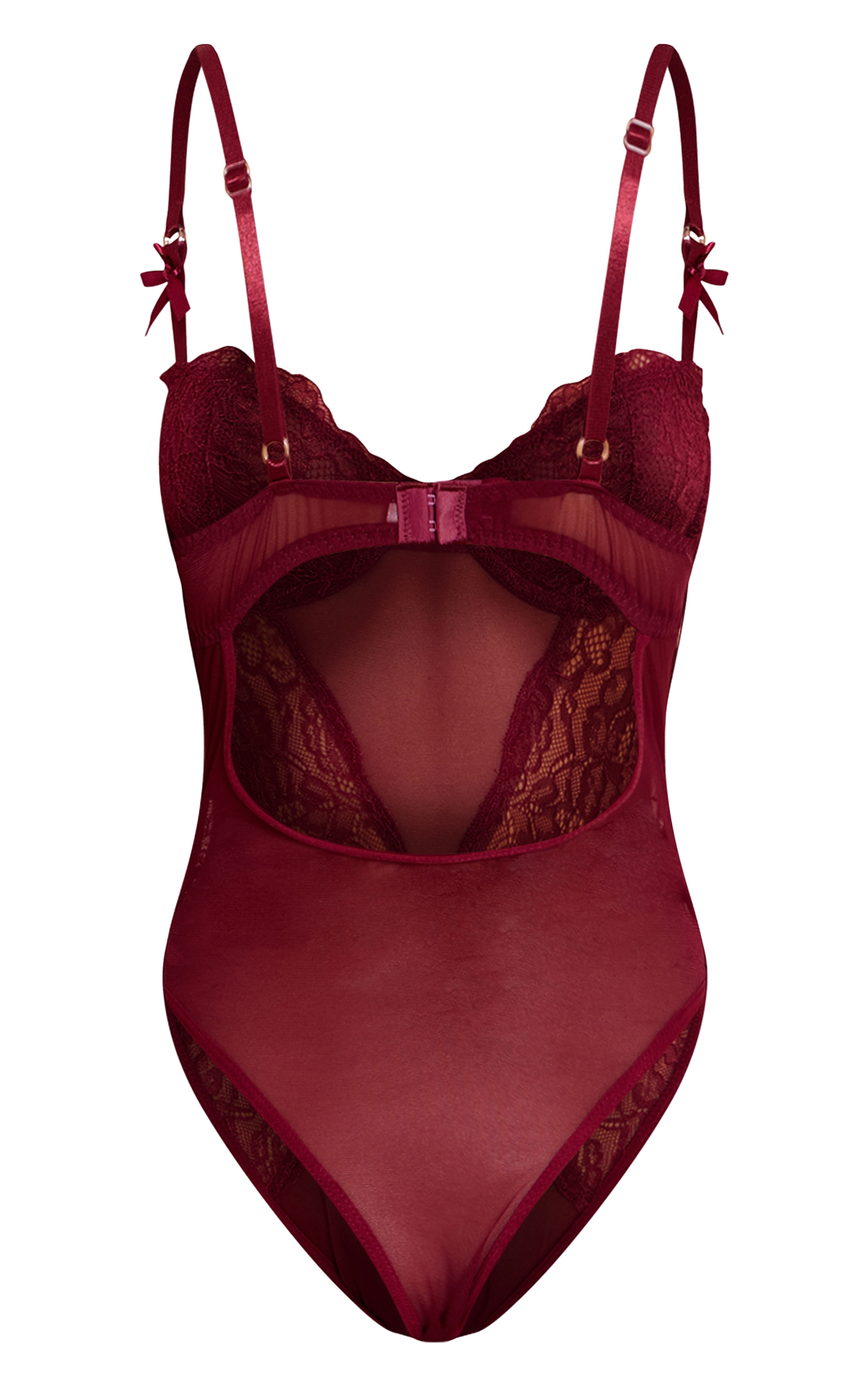 Body de lingerie en dentelle rouge vin à armatures image 6