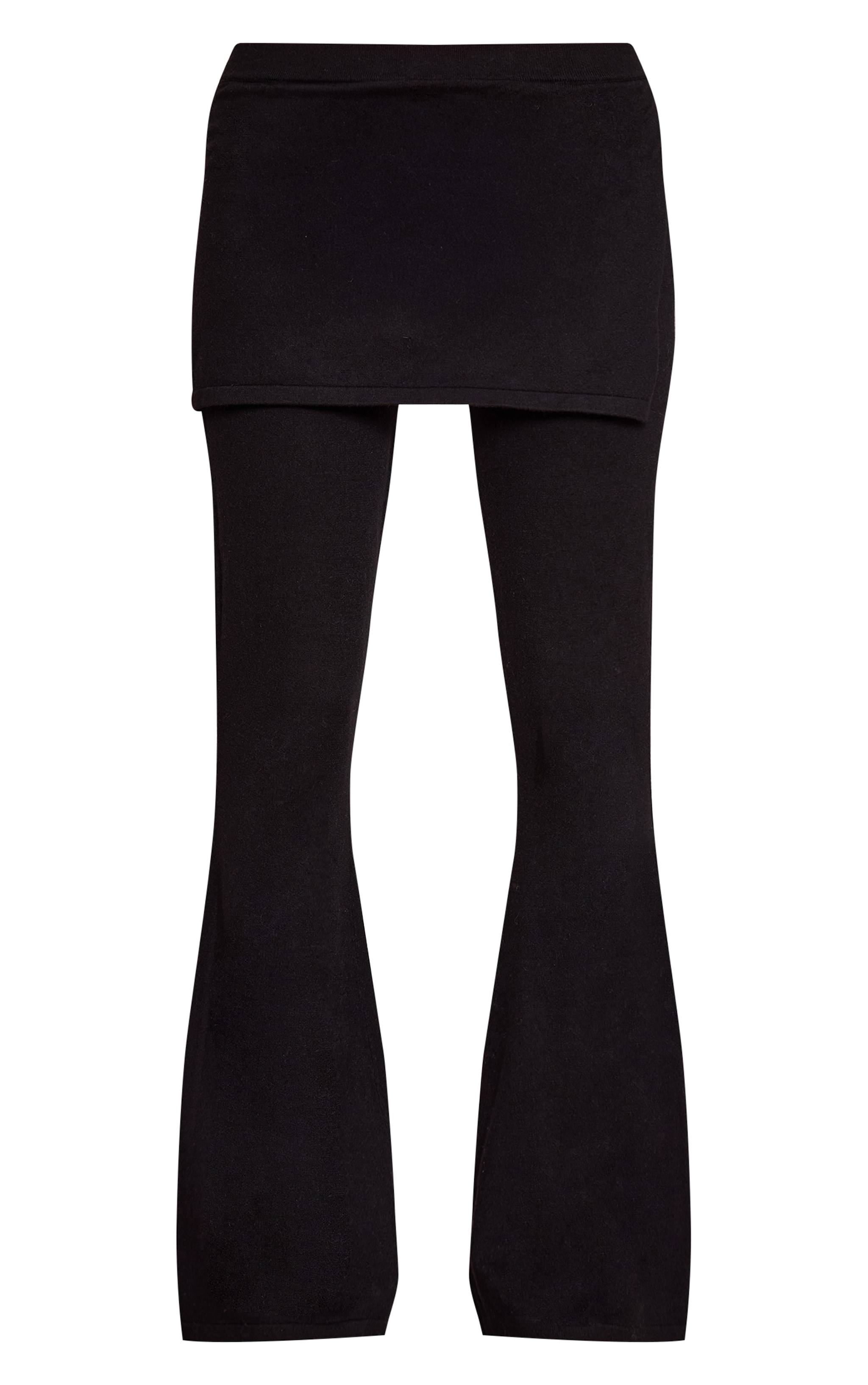 Black Layered Detail Fine Knit Wide Leg Trouser  image 5
