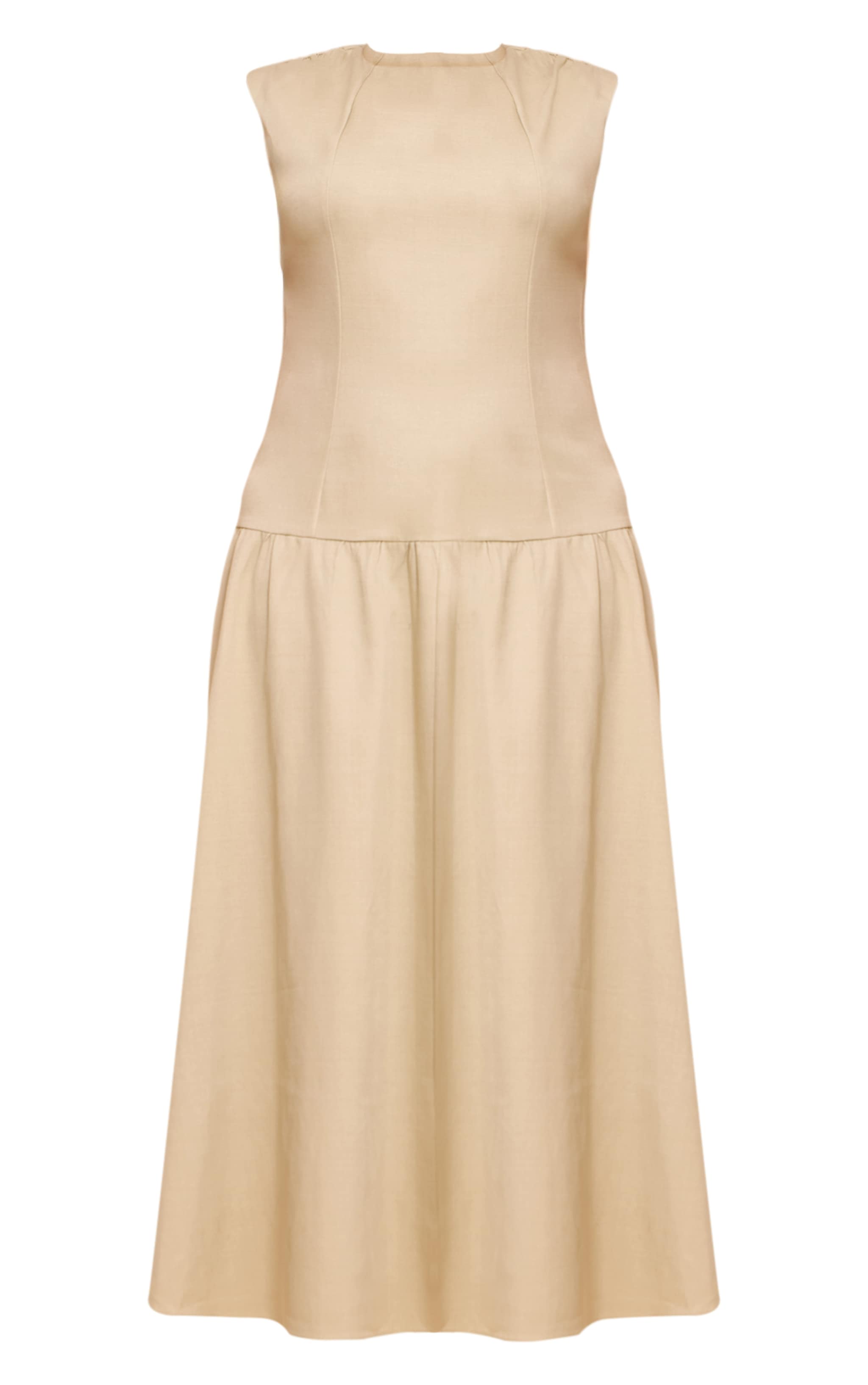 Plus Sage Woven Boat Neck Dropped Waist Maxi Dress image 5