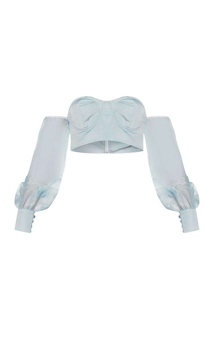 Pale Blue Organza Crop Top image 4