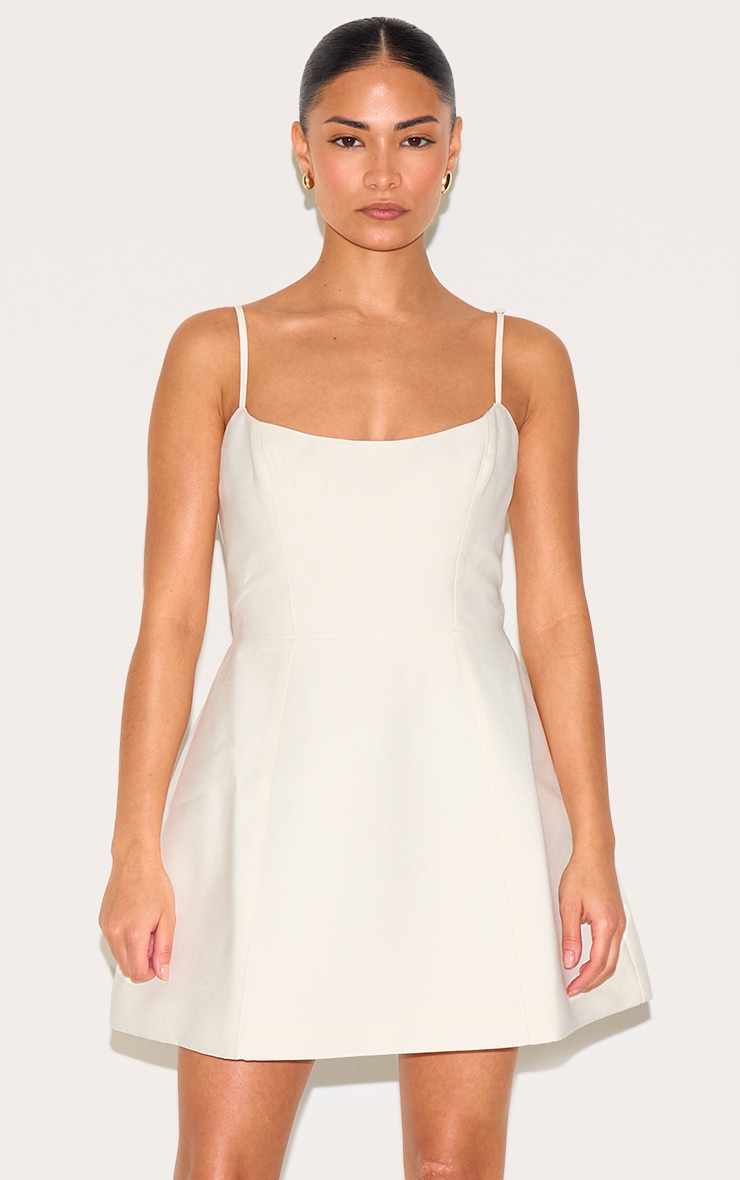Petite White Structured Shift Dress image 1