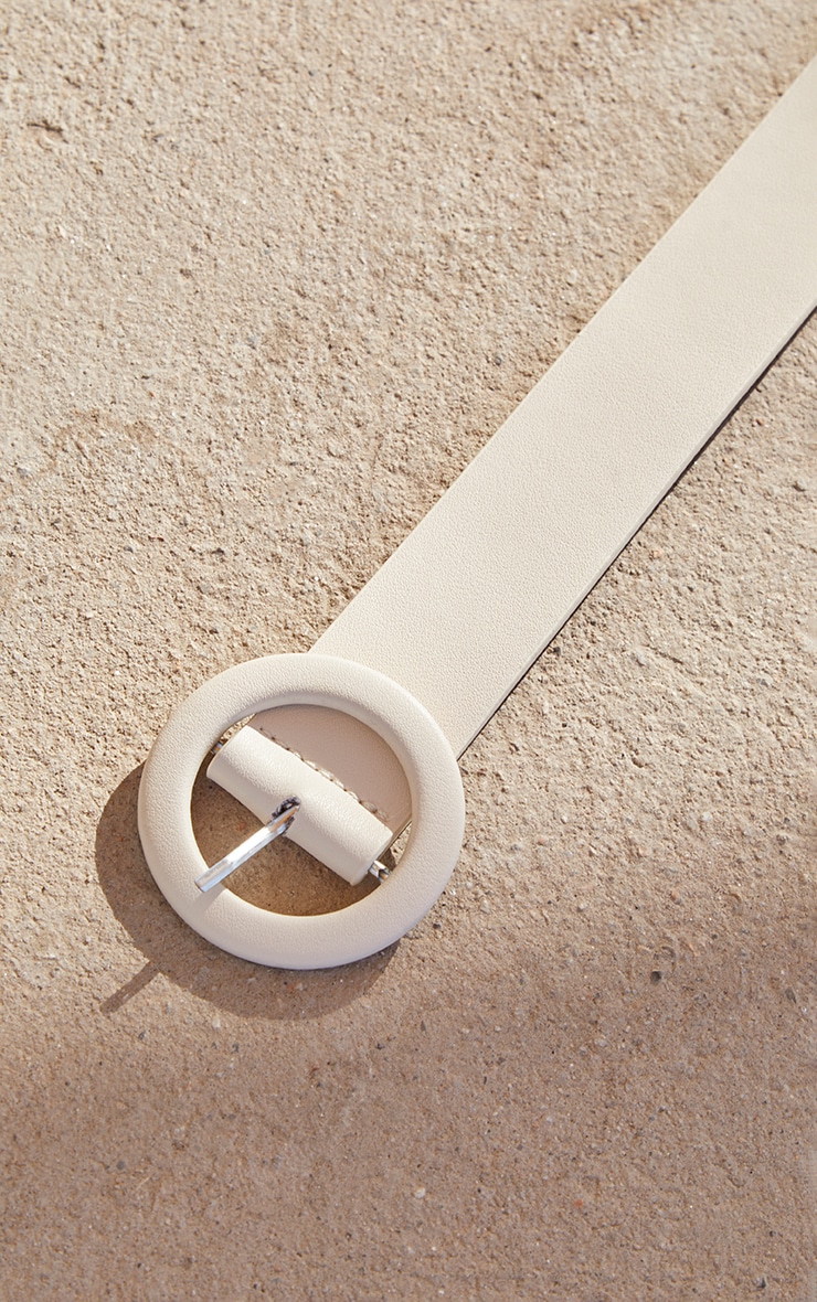 Cream PU Circle Buckle Belt image 3