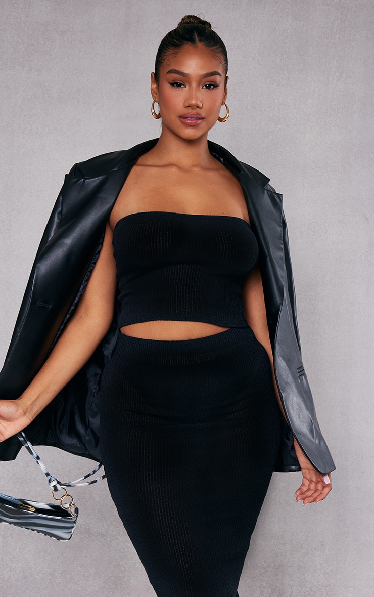 Black Sheer Soft Rib Tube Top