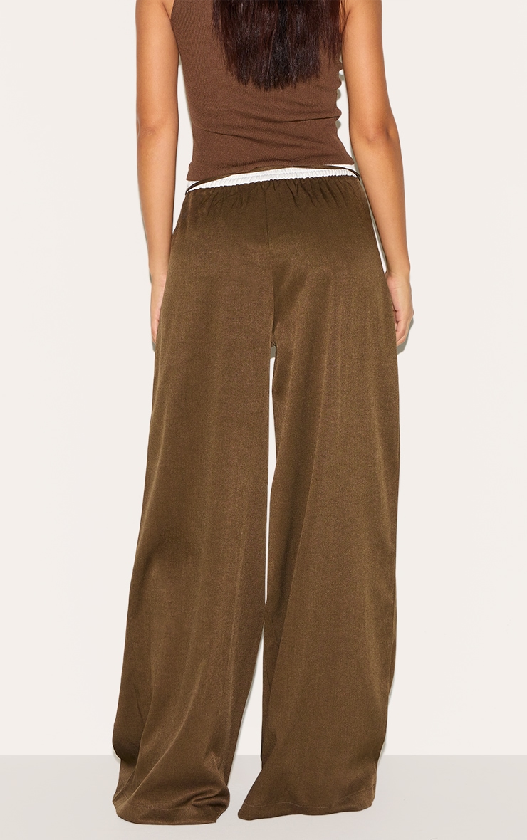 Tall Mushroom Mid Rise Boxer Detail Wide Leg Pants image 3