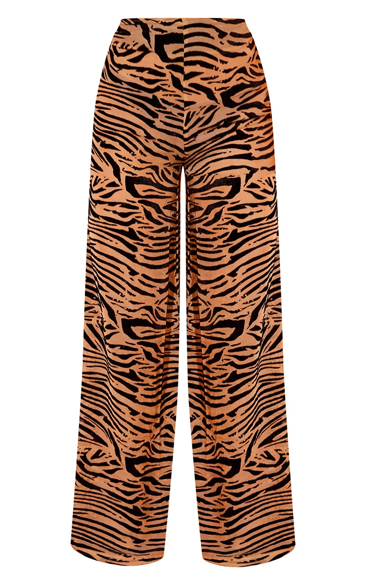 Cream Zebra Devore Extreme Wide Leg Pants image 5