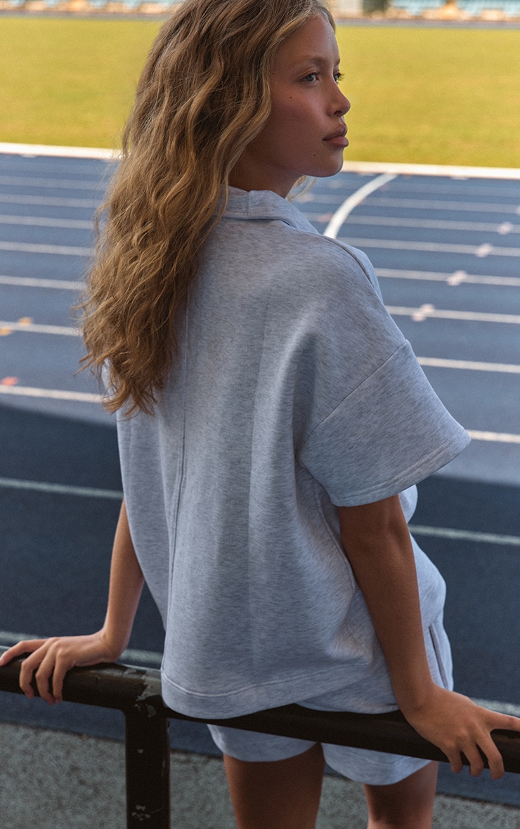 Ash Grey Short Sleeve 1/2 Zip Sweatshirt image 2