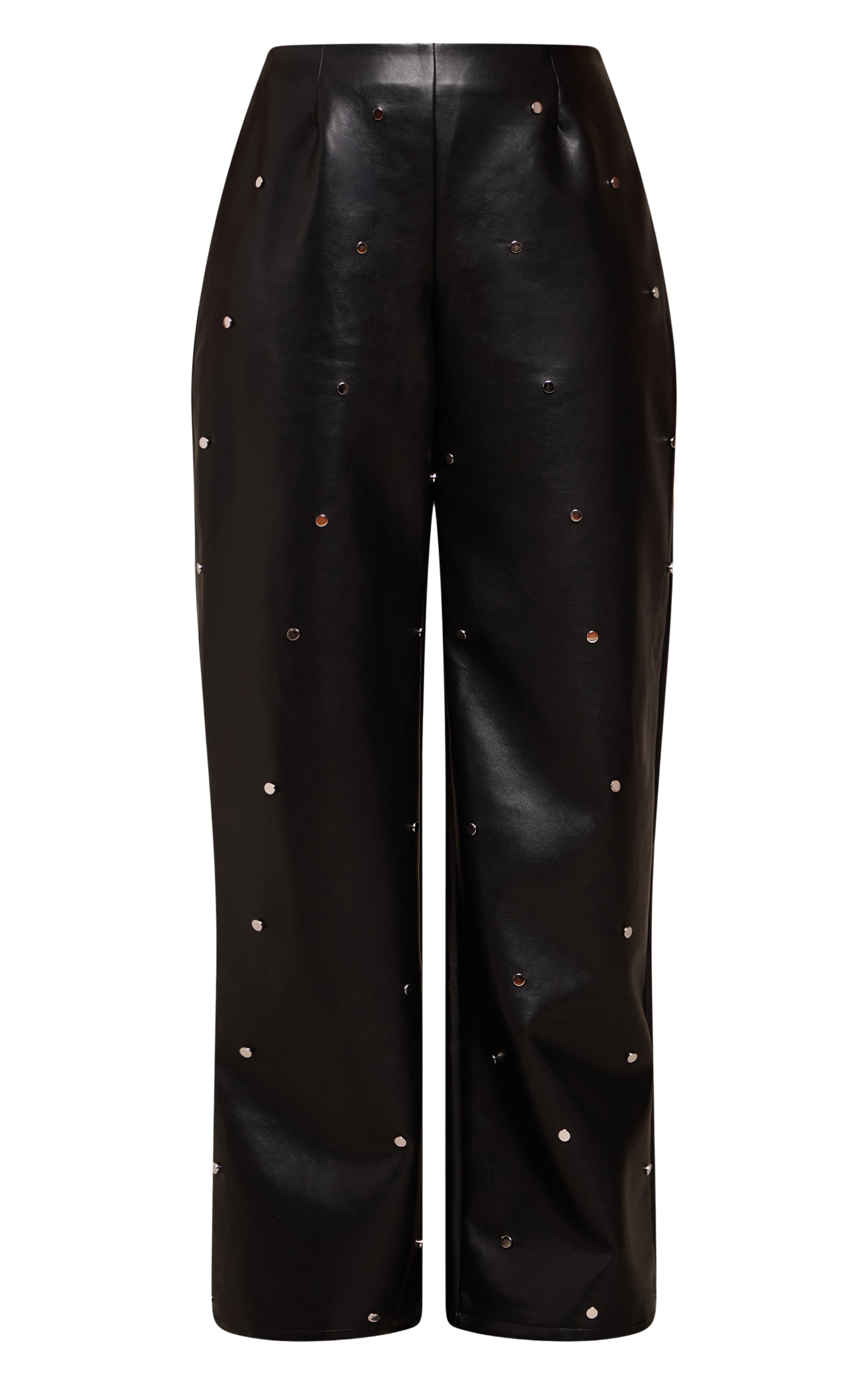 Shape Black Faux Leather Metal Studded Straight Leg Pants image 5