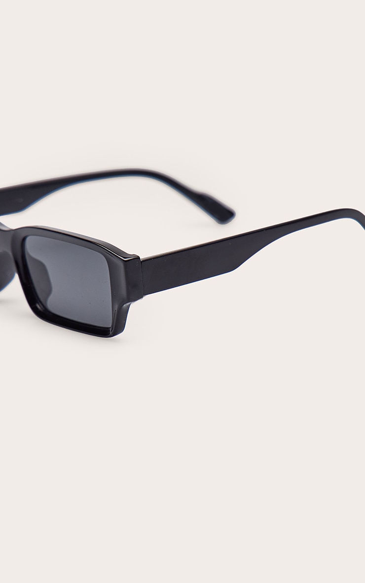 Black Rectangle Skinny Sunglasses image 4