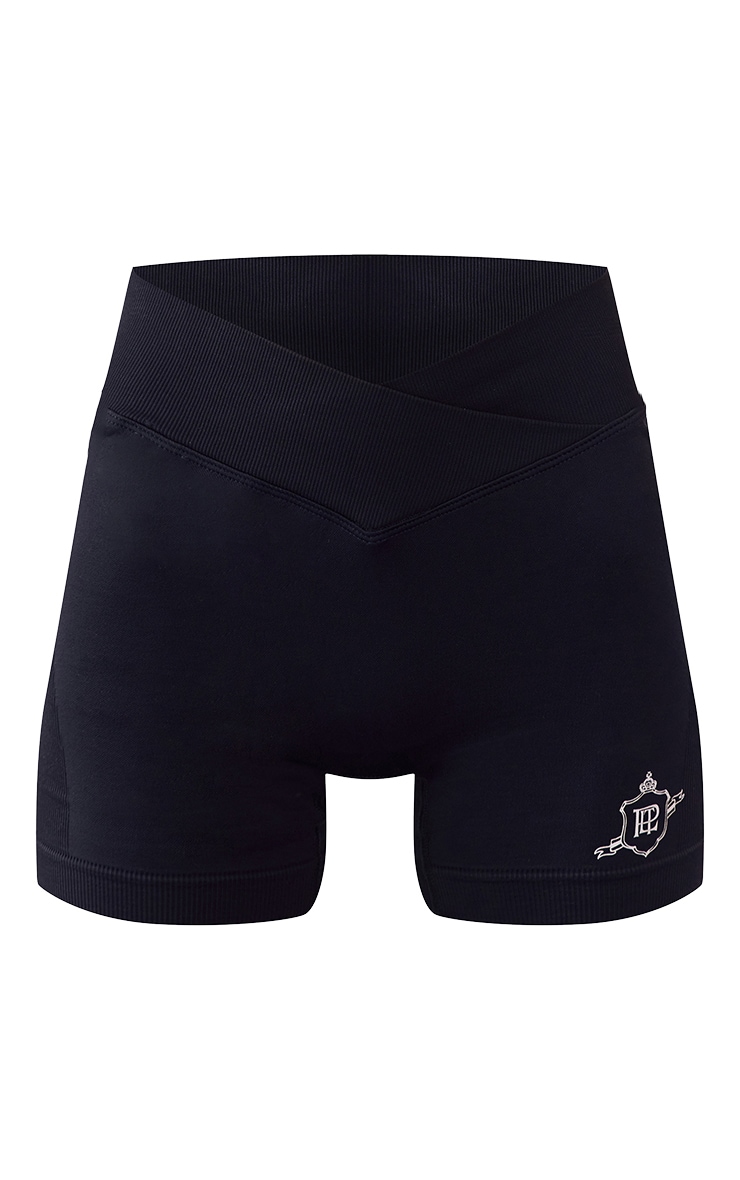 Navy Printed Seamless Mini Booty Shorts image 5