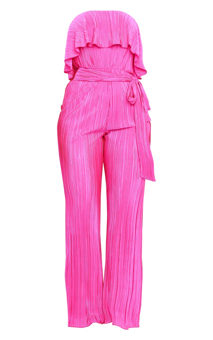 Fuchsia Plisse Tie Waist Tube Jumpsuit image 5