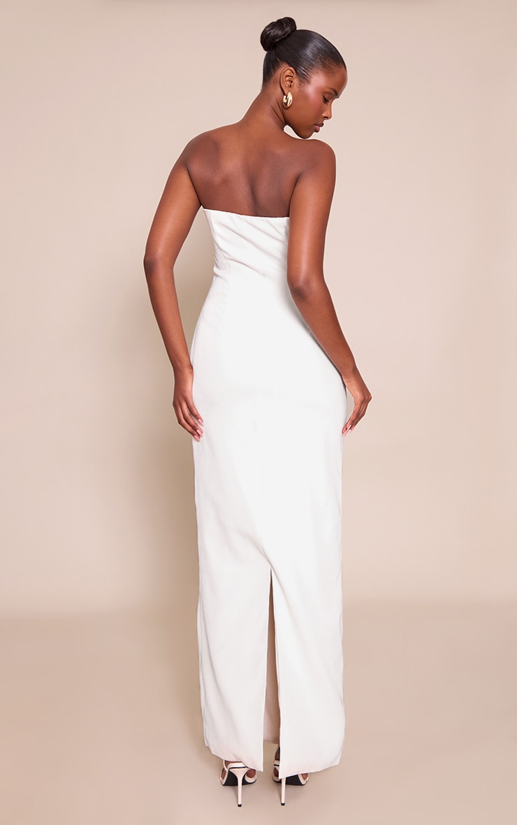 Cream Trim Detail Bandeau Bodycon Maxi Dress image 2